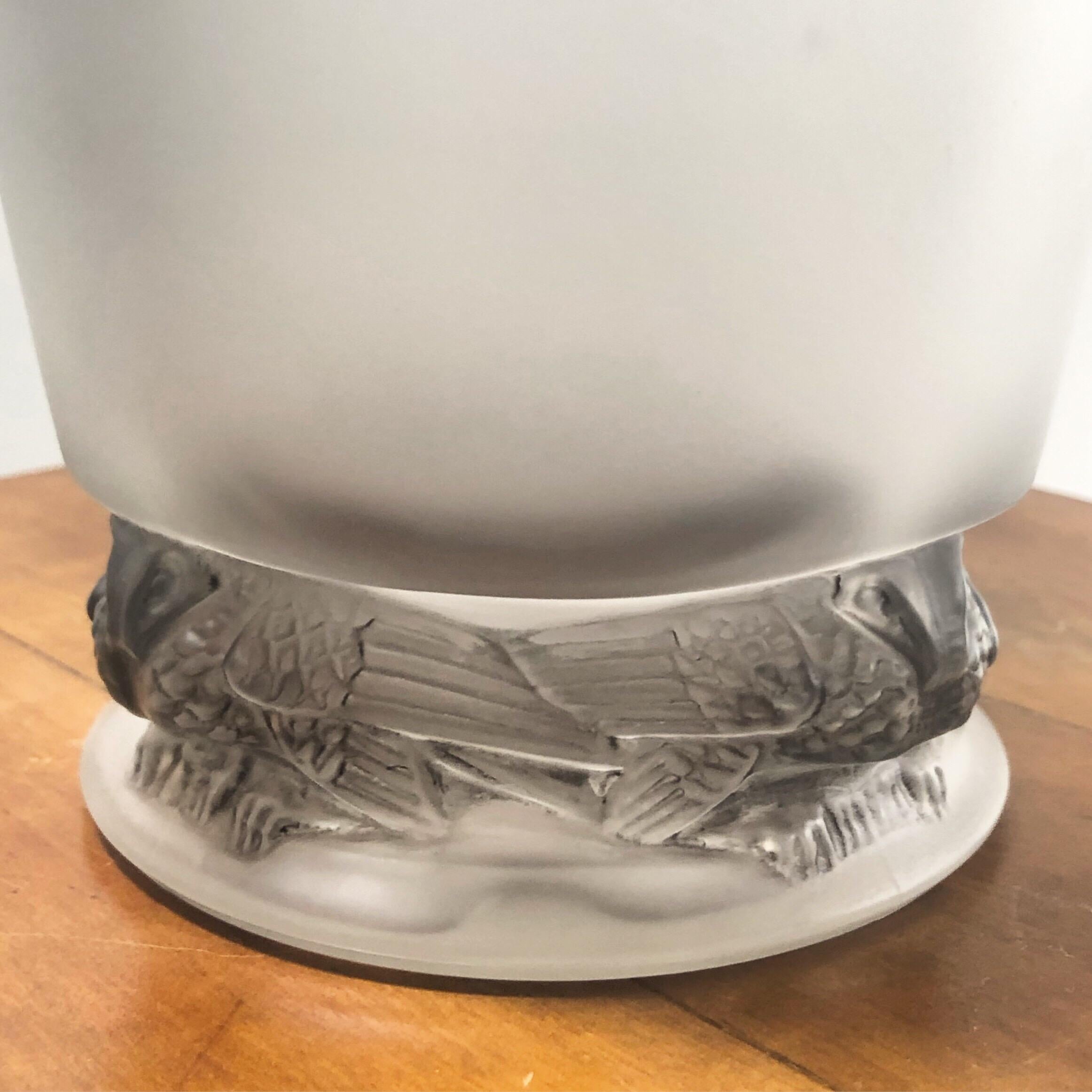 1938 René Lalique Frise Aigles Vase in Frosted Glass with Grey Patina, Eagles 2