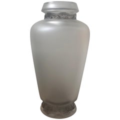 1938 René Lalique Frise Aigles Vase in Frosted Glass with Grey Patina, Eagles