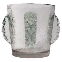 Vintage 1938 René Lalique Ice Bucket Vase Epernay Frosted Glass with Green Patina