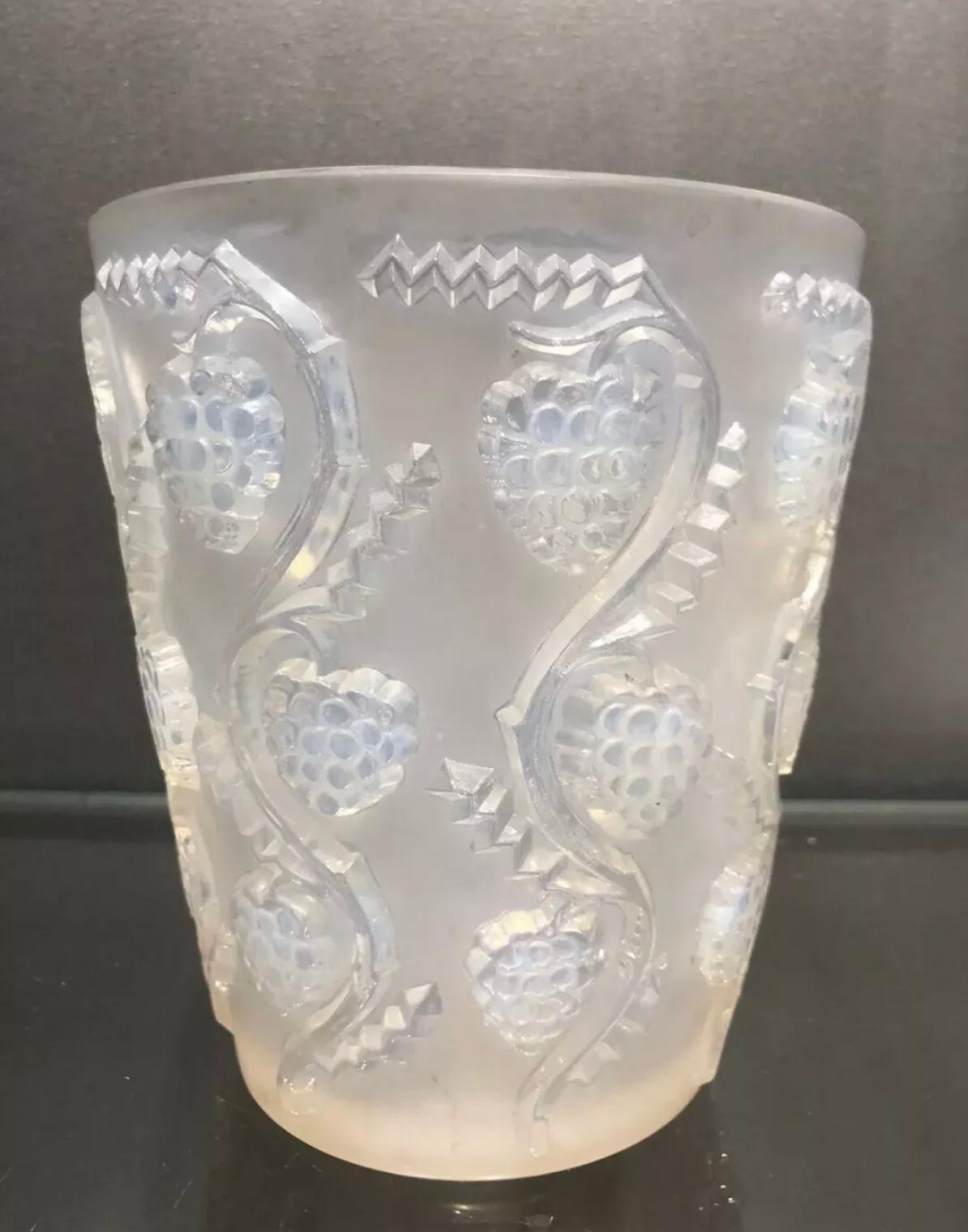 1938 René Lalique Muscat Vase in Opalescent Glass, Grapes at 1stDibs