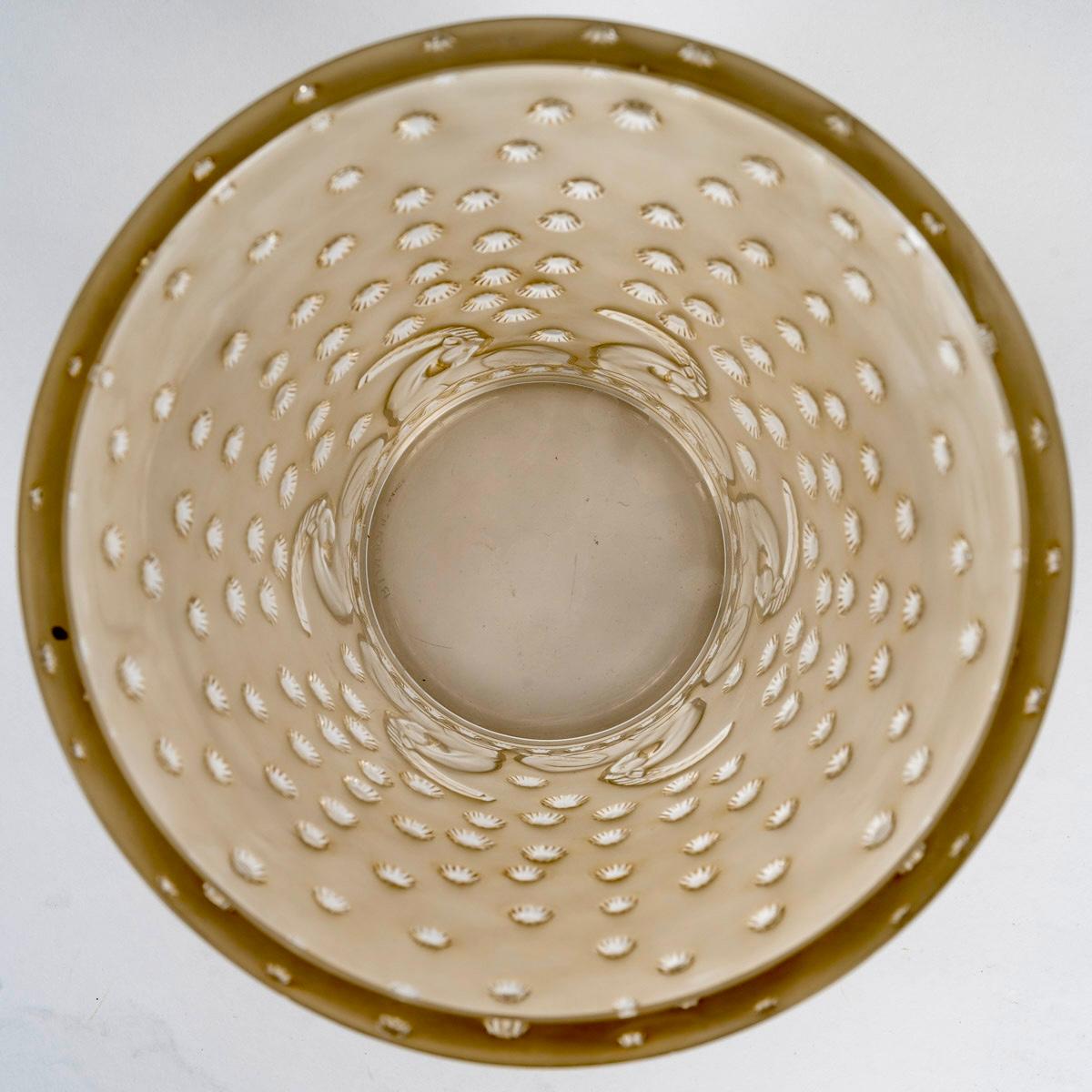 French 1938 René Lalique - Vase Ajaccio Glass Sepia Patina