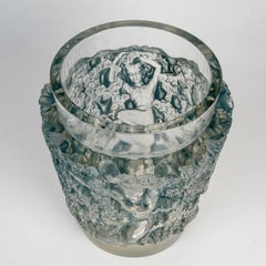 1938 René Lalique Vase Bacchus Glass with Blue Patina
