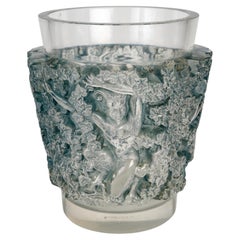 1938 Jarrón René Lalique Baco de cristal con pátina azul