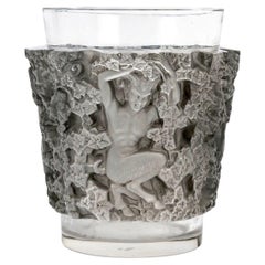 1938 René Lalique Vase Bacchus Glas mit grauer Patina