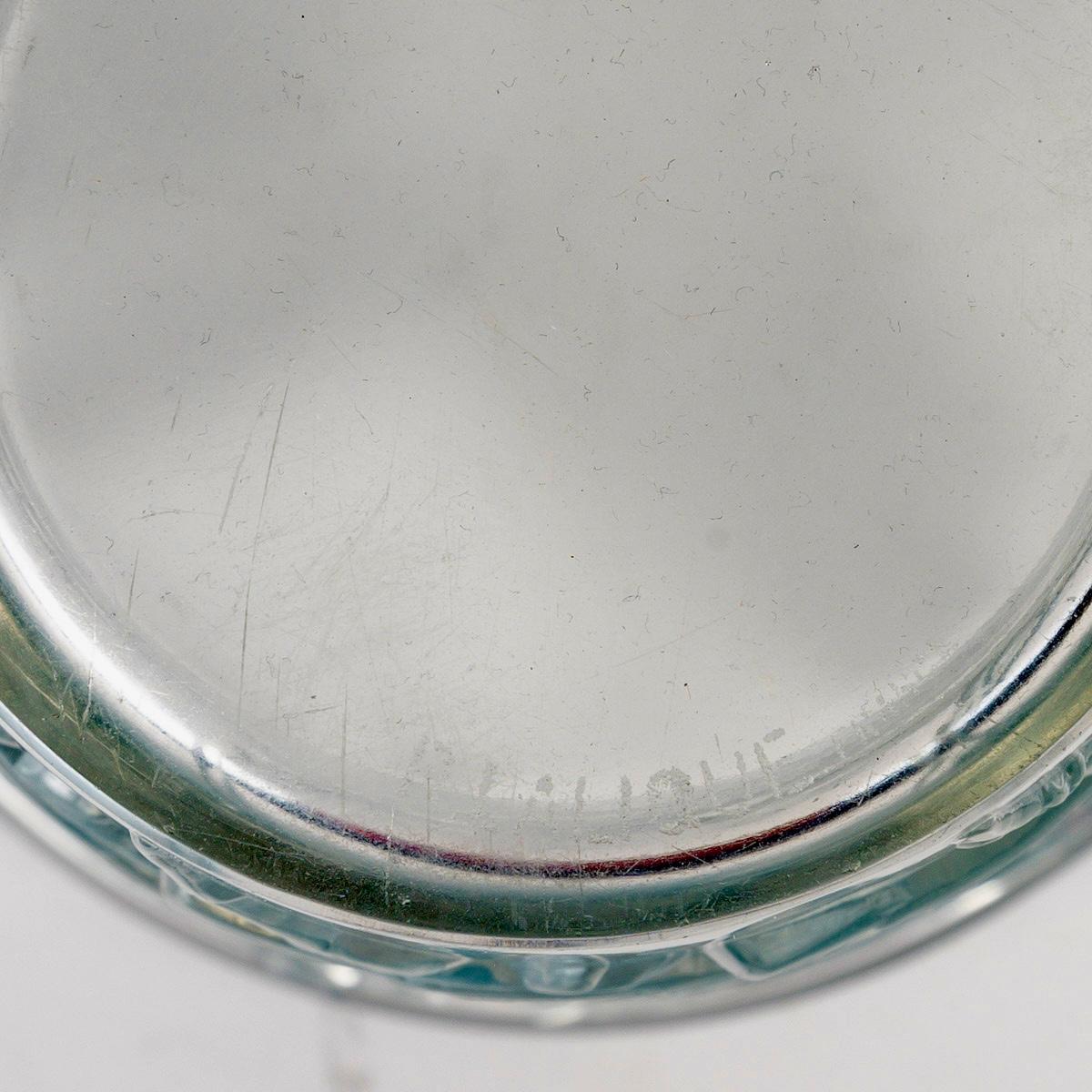 1938 Jarrón René Lalique Grives Pájaros Cristal con pátina azul en Bueno Estado en Boulogne Billancourt, FR
