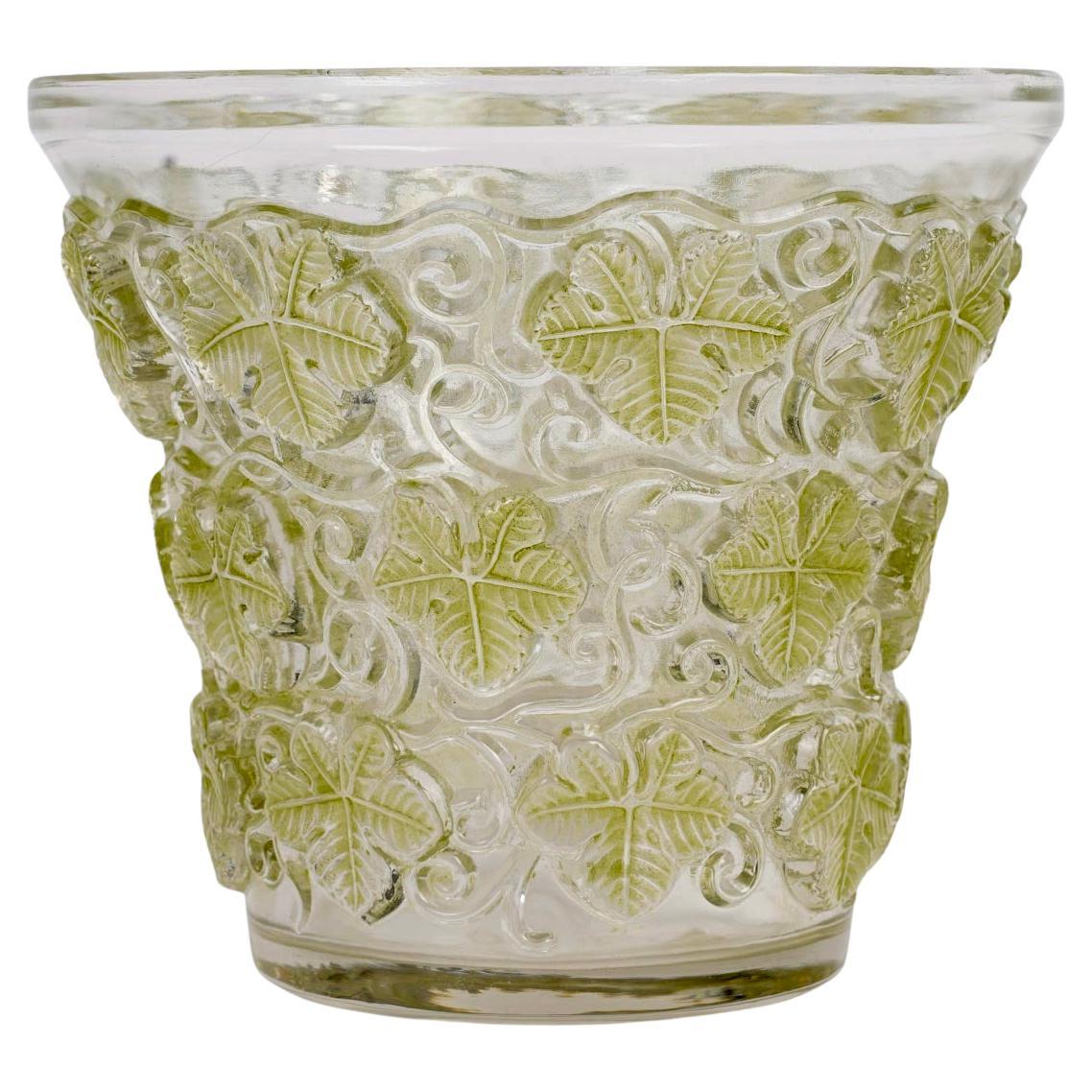 1938 René Lalique - Vase Ice Champagne Bucket Reims Glass with Green Patina
