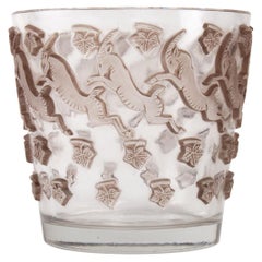 1938 René Lalique Vase Juracon in Clear Glass with Sepia Patina