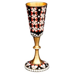 Used 1938 Russian Enamel solid Gilt 916 Silver Vodka Stopka Shot Beaker Jigger / 49gr