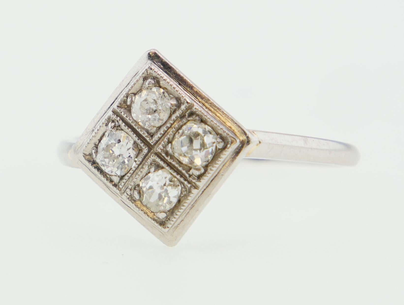 1938 Soviet Russian Ring Russian Diamonds solid Platinum Ø US7 / 3 gr ...