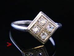 1938 Anello russo sovietico Diamanti russi in platino massiccio Ø US7 / 3 gr