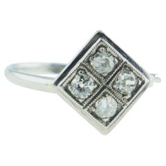 1938 Anello russo sovietico Diamanti russi in platino massiccio Ø US7 / 3 gr