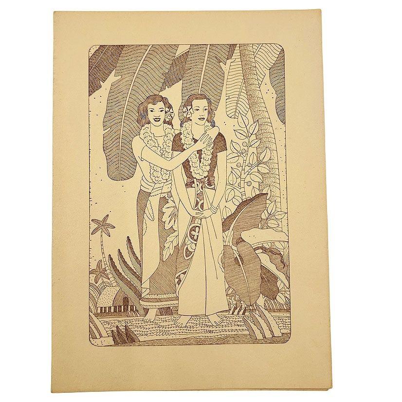 1938 SS Mariposa Speisekarte für Matson Lines Kunstwerk von Frank McIntosh (Art déco) im Angebot