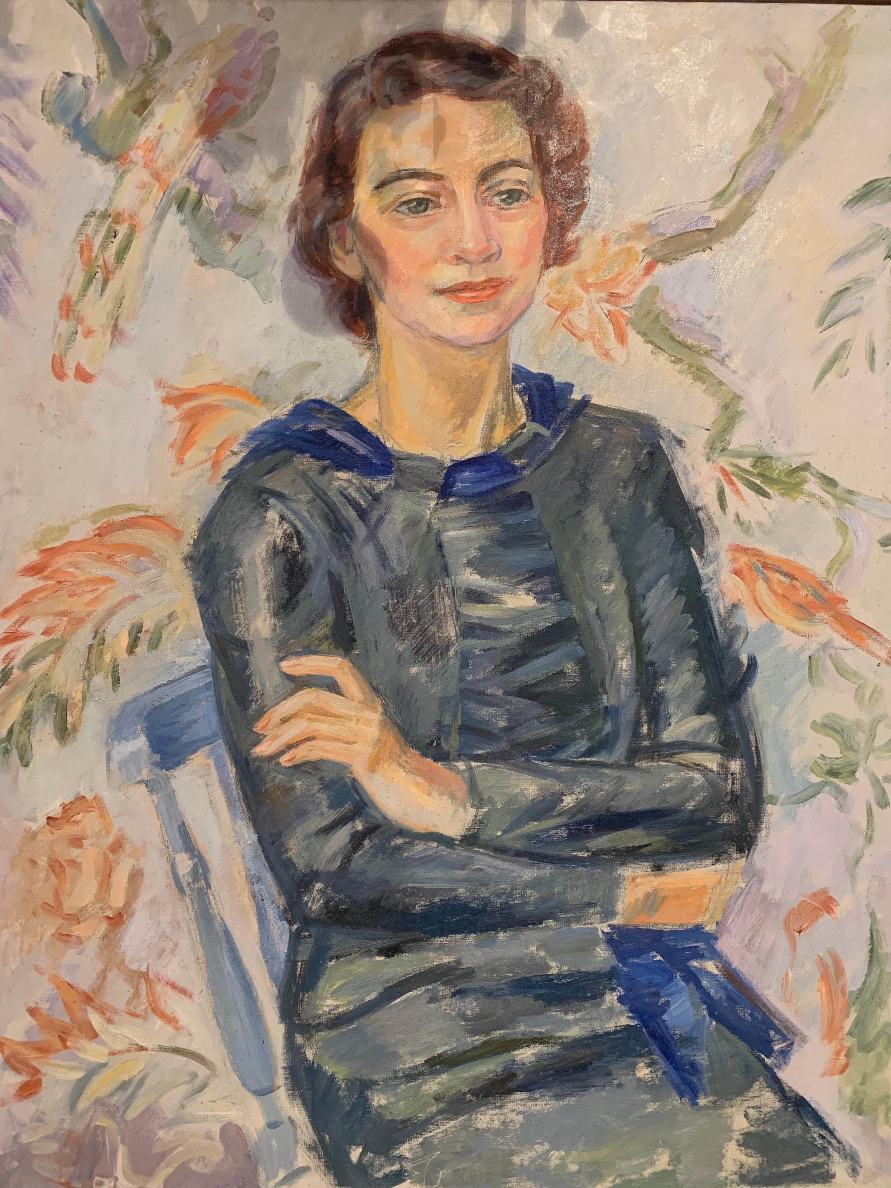 1938 Swedish Oil Painting of a Smiling Young Lady by artist Birger Simonsson In Good Condition In London, GB