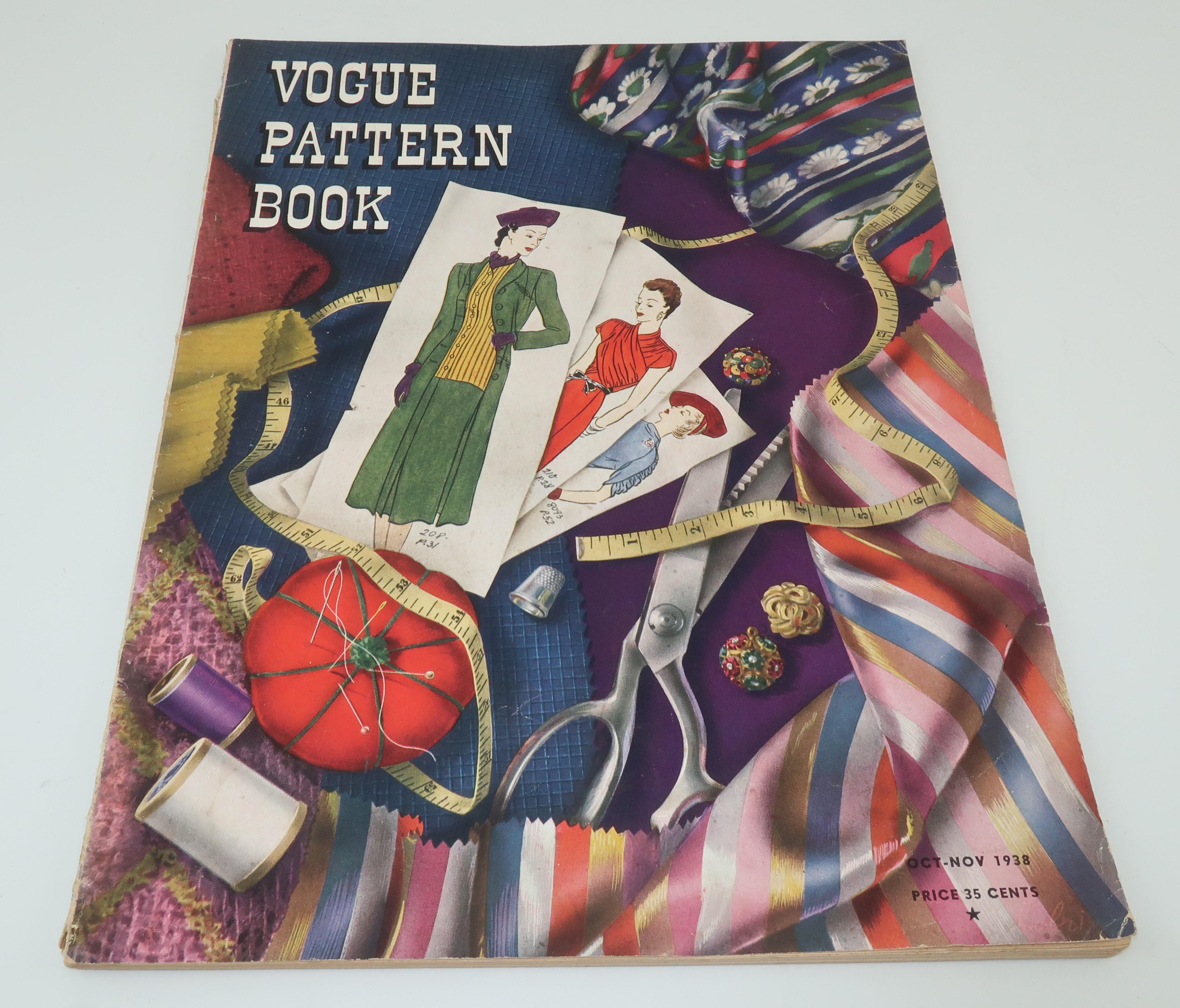 This Fall 1939 Vogue Pattern Book is a fun and fascinating look at the popular styles and silhouettes of the late 1930's as well as a fashion forward look to the 1940's.  The magazine style publication offers 64 pages of both color and black & white