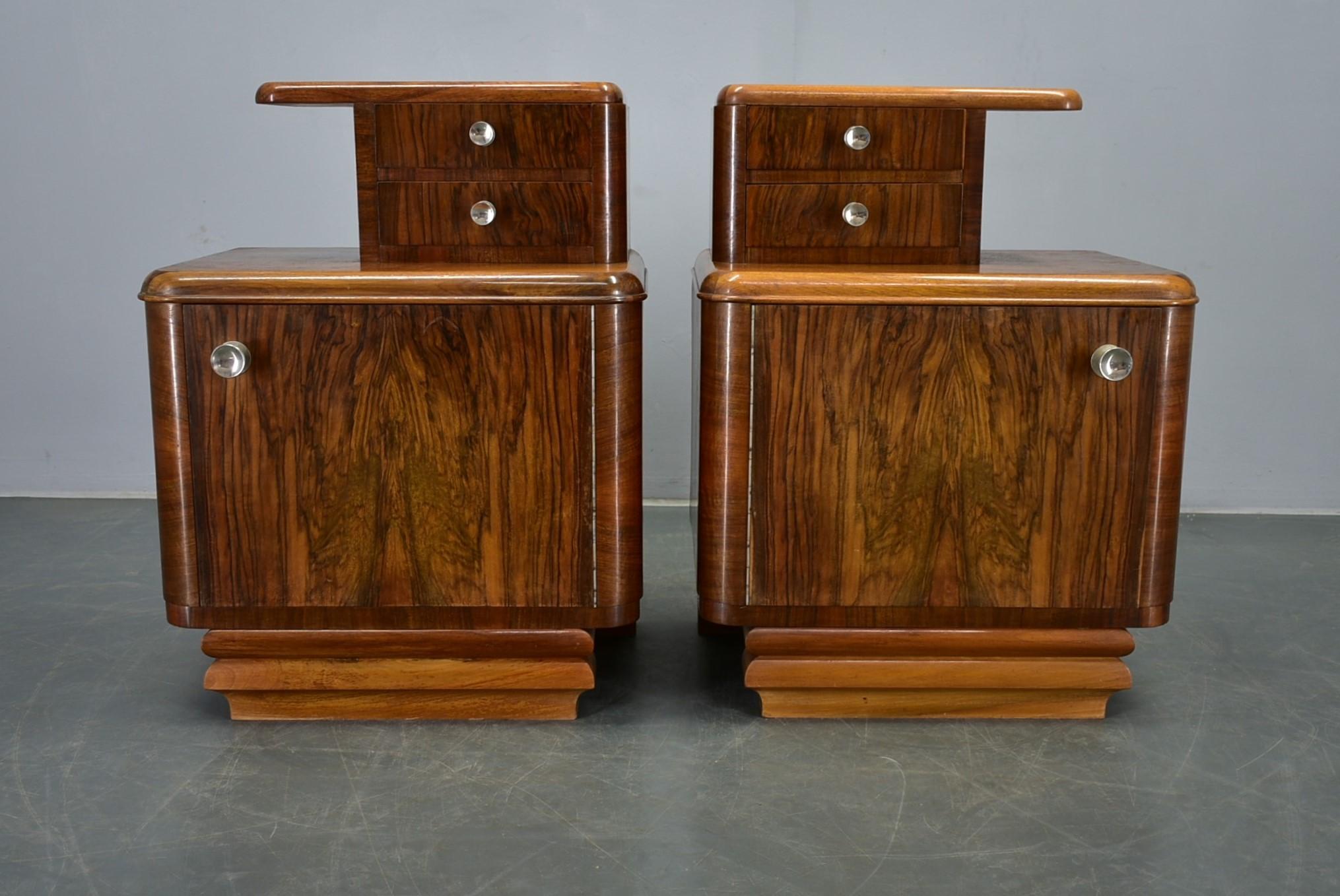 1938s Pair of Art Deco Bedside Tables, Czechoslovakia For Sale 14