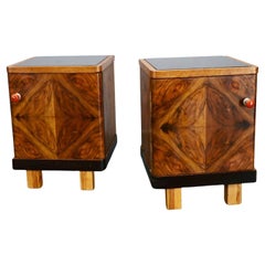 1938s Pair of Art Deco Bedside Tables, Czechoslovakia