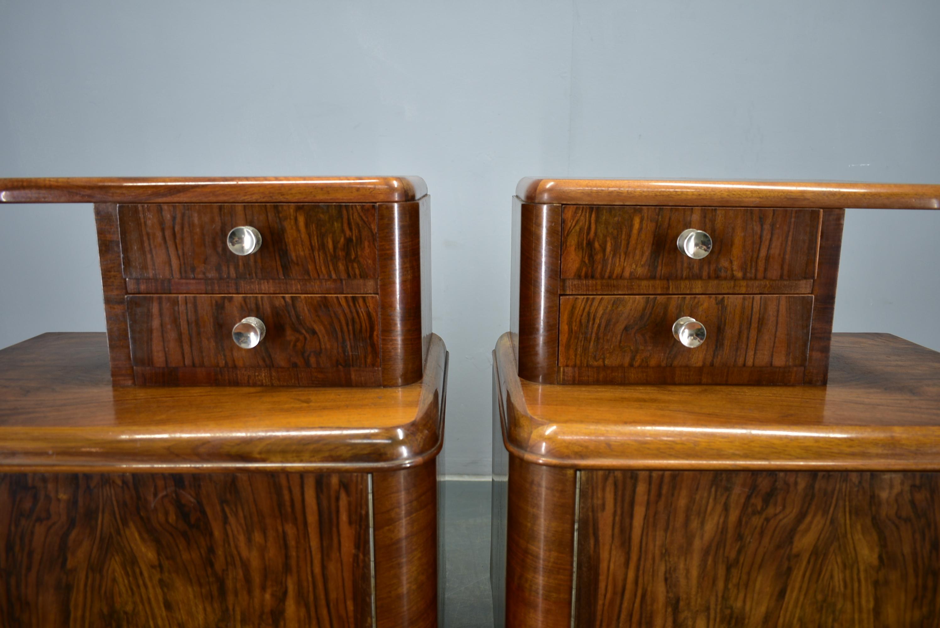 1938s Pair of Art Deco Bedside Tables, Czechoslovakia For Sale 15