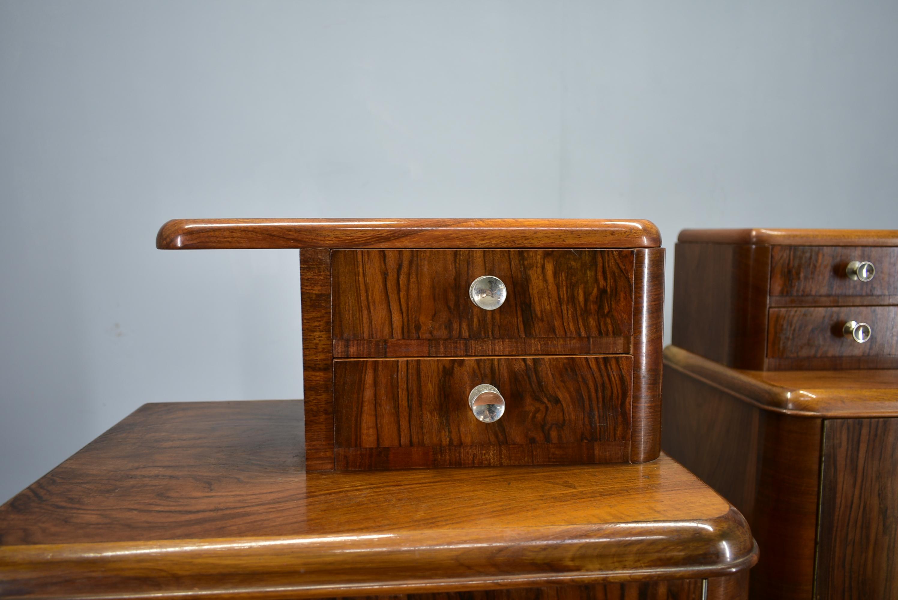 Mid-20th Century 1938s Pair of Art Deco Bedside Tables, Czechoslovakia For Sale