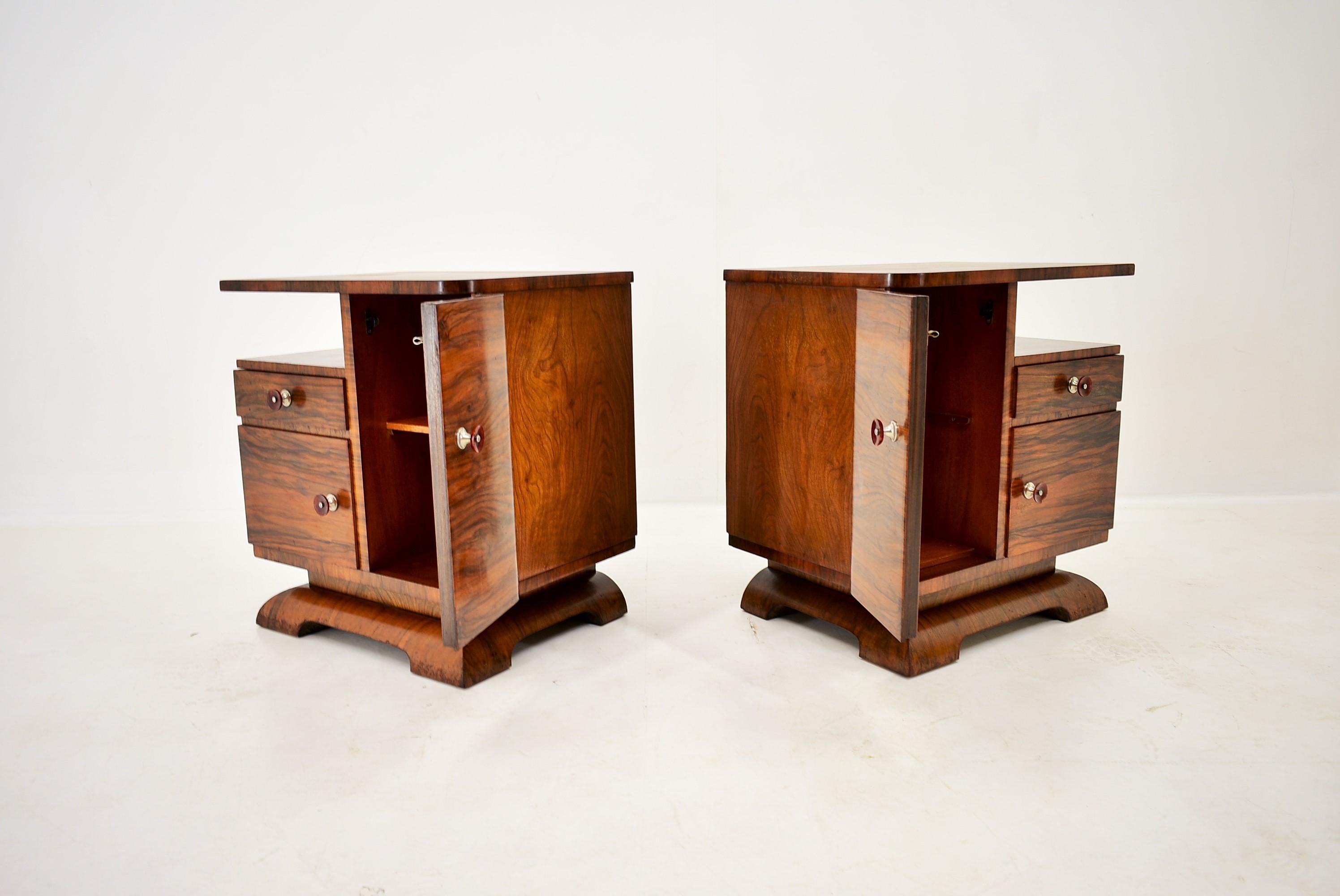 1938s Pair of Art Deco Bedside Tables, Czechoslovakia 2