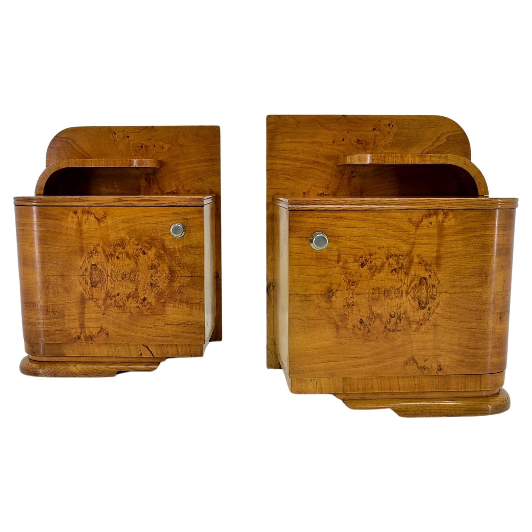 1938s Pair of Art Deco Bedside Tables, Czechoslovakia For Sale