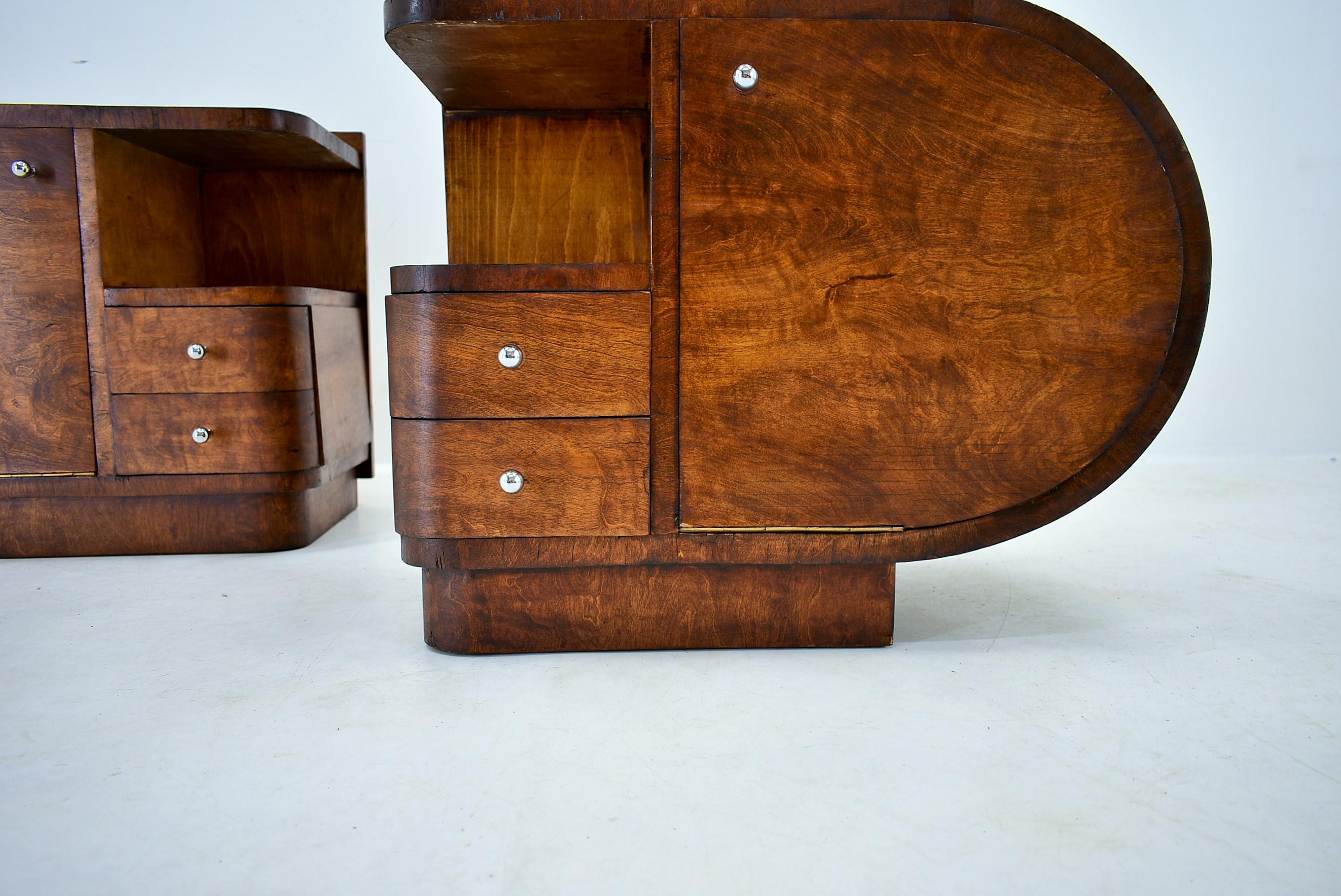 1938s Set of Bedside Tables by Jindrich Halabala, Czechoslovakia In Good Condition In Praha, CZ