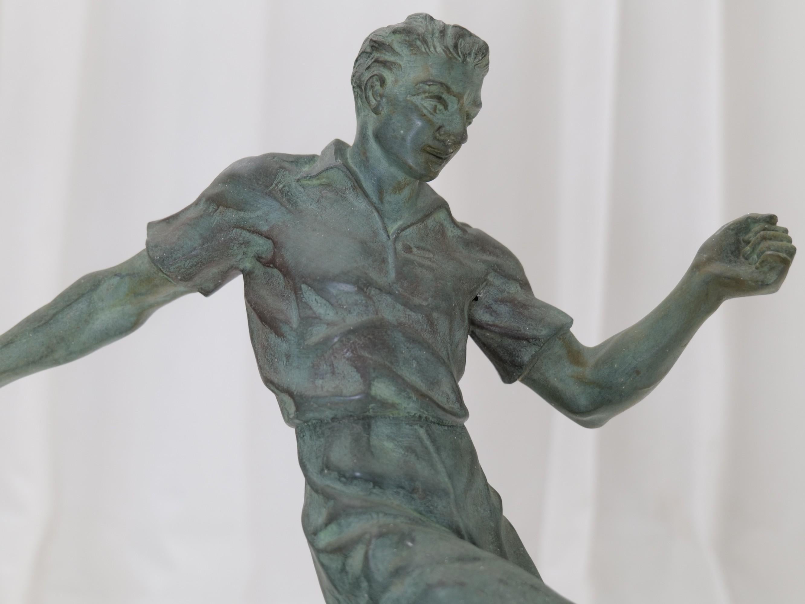 Tin 1938's World Cup Art Deco Sculpture by R. Tschudin