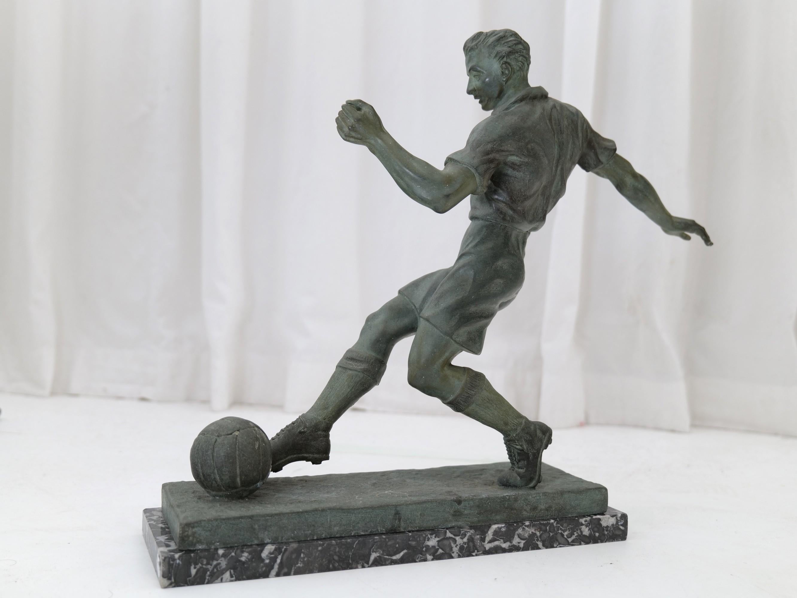 1938's World Cup Art Deco Sculpture by R. Tschudin 1