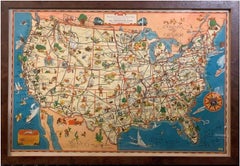 1939 "A Good-Natured Map of the United States" by Greyhound