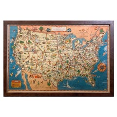 1939 "A Good-Natured Map of the United States" by Greyhound