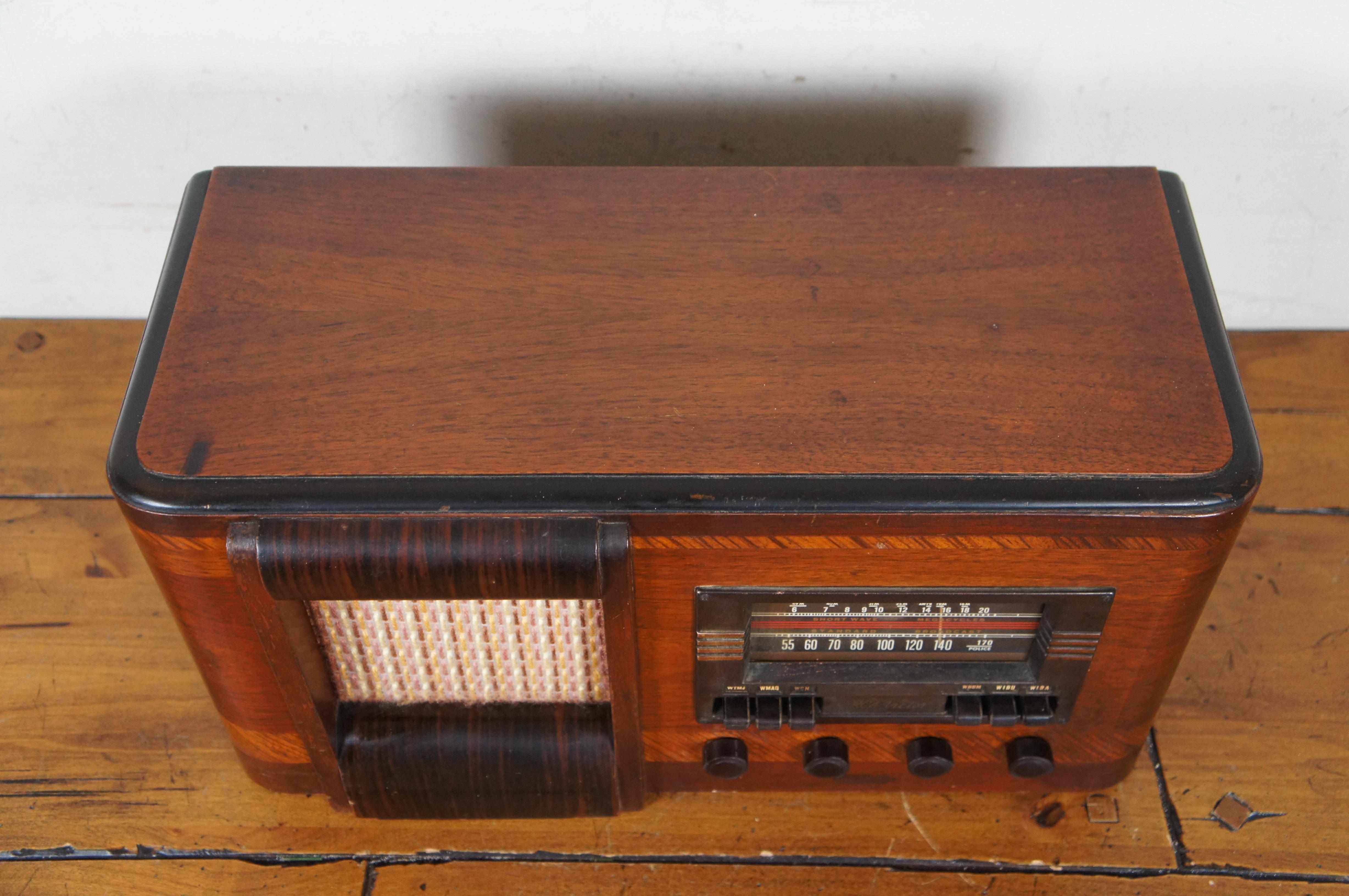 1939 Antique Art Deco RCA Victor Model T62 Mahogany Superheterodyne Radio 19