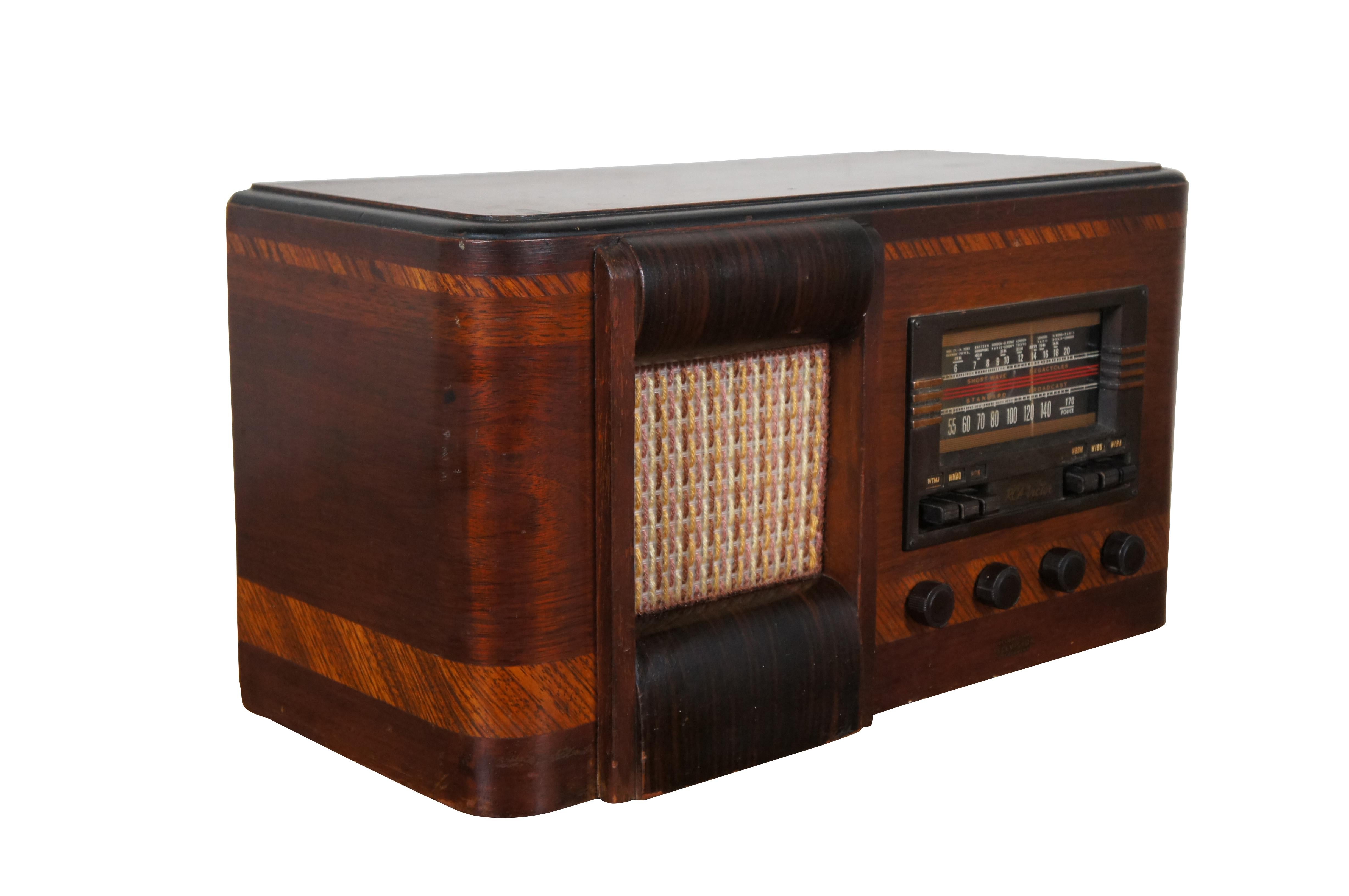 1939 Antique Art Deco RCA Victor Model T62 Mahogany Superheterodyne Radio 19