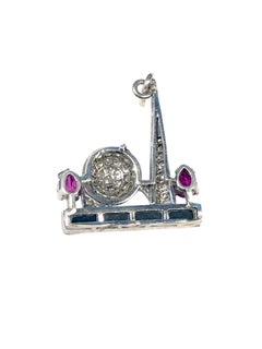1939 Art Deco New York Worlds Fair Platinum & Gem set Charm