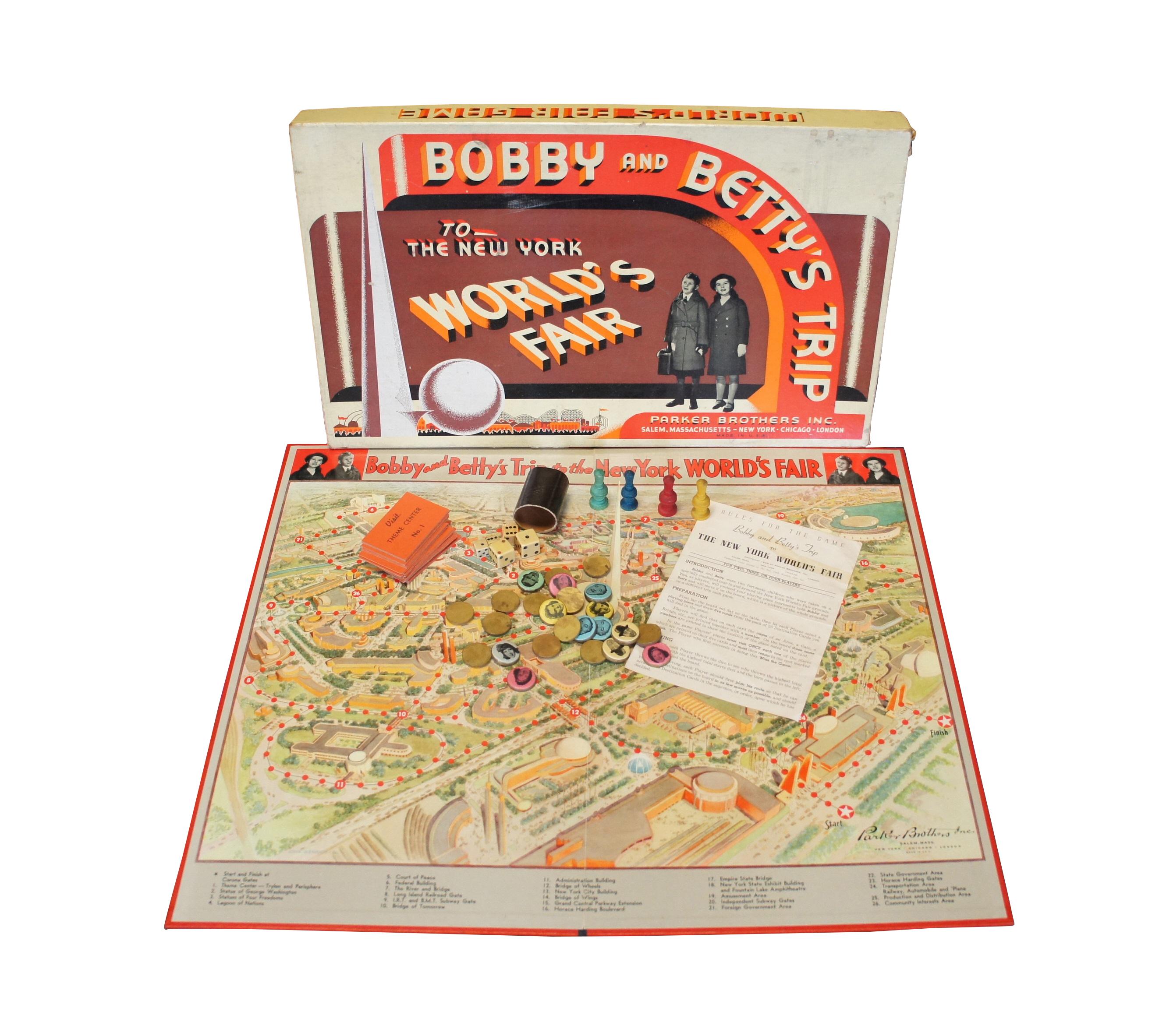 1939 Bobby & Bettys Trip to the New York Worlds Fair Parker Brothers Board Game In Good Condition In Dayton, OH