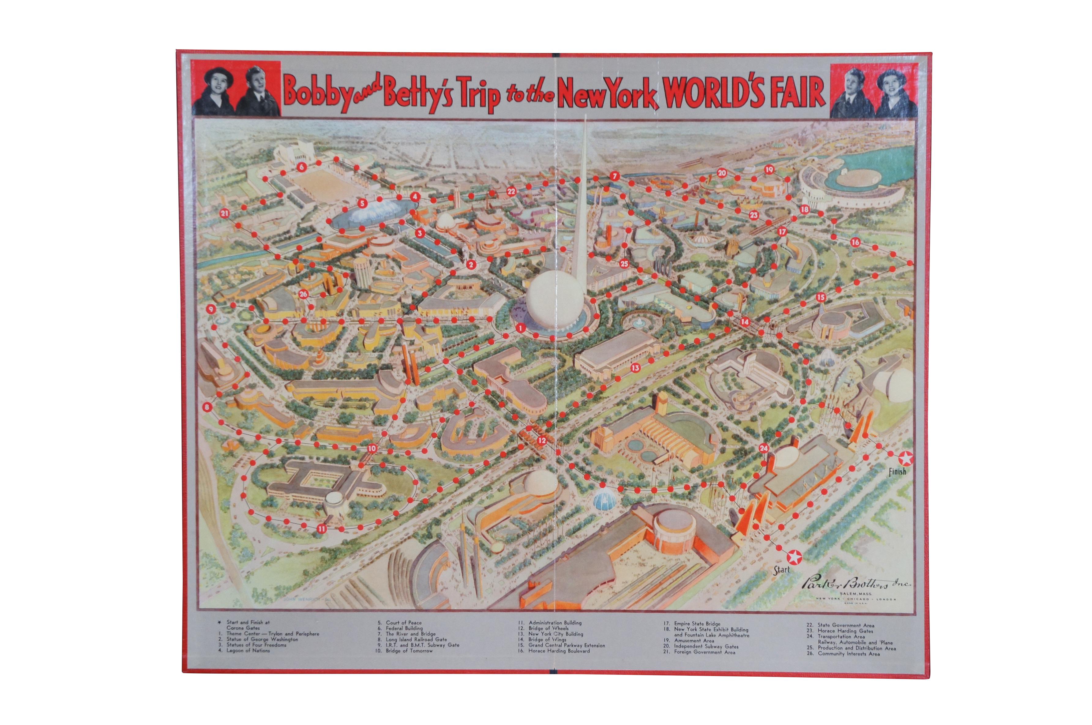 Mid-20th Century 1939 Bobby & Bettys Trip to the New York Worlds Fair Parker Brothers Board Game