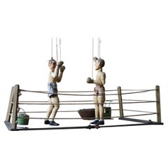 Marionette et marionnette de boxeur poids lourds en jacquard Folk Art de John Carr, 1939