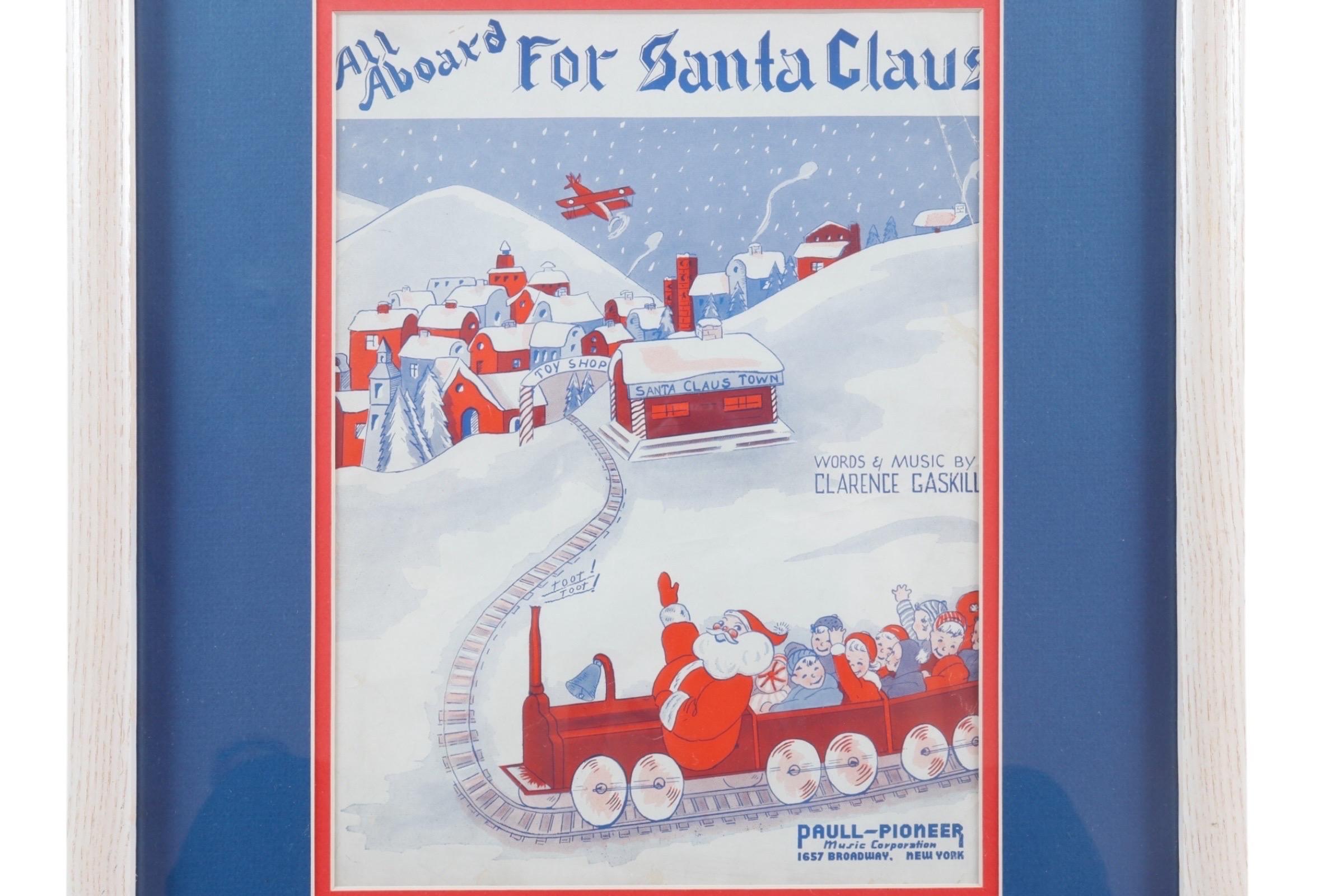 1939 Gerahmte All Aboard-Musik für Santa Claus-Briefband, gerahmt (amerikanisch) im Angebot