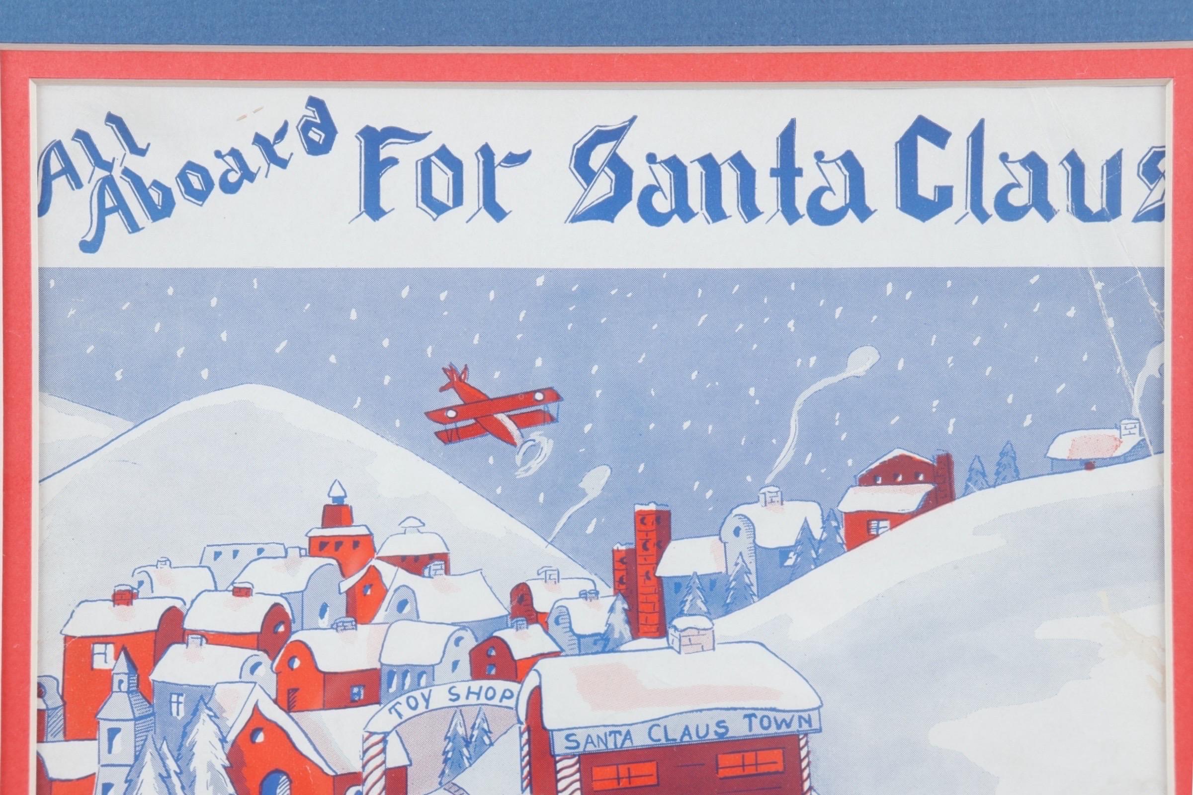 1939 Gerahmte All Aboard-Musik für Santa Claus-Briefband, gerahmt im Zustand „Gut“ im Angebot in Bradenton, FL