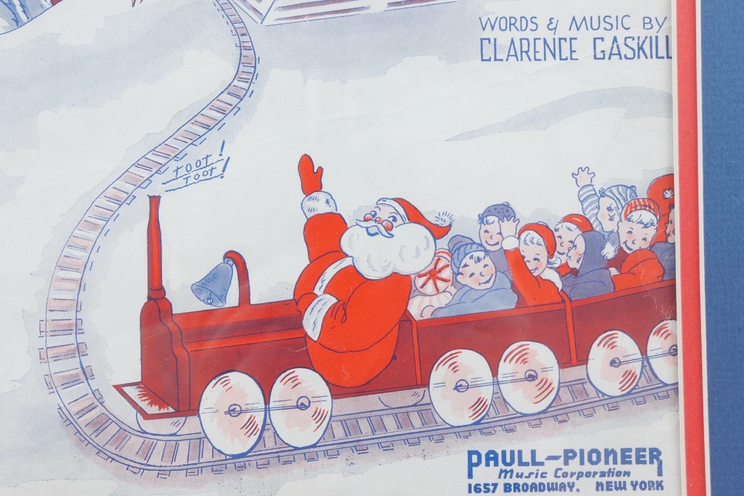 1939 Gerahmte All Aboard-Musik für Santa Claus-Briefband, gerahmt (Glas) im Angebot