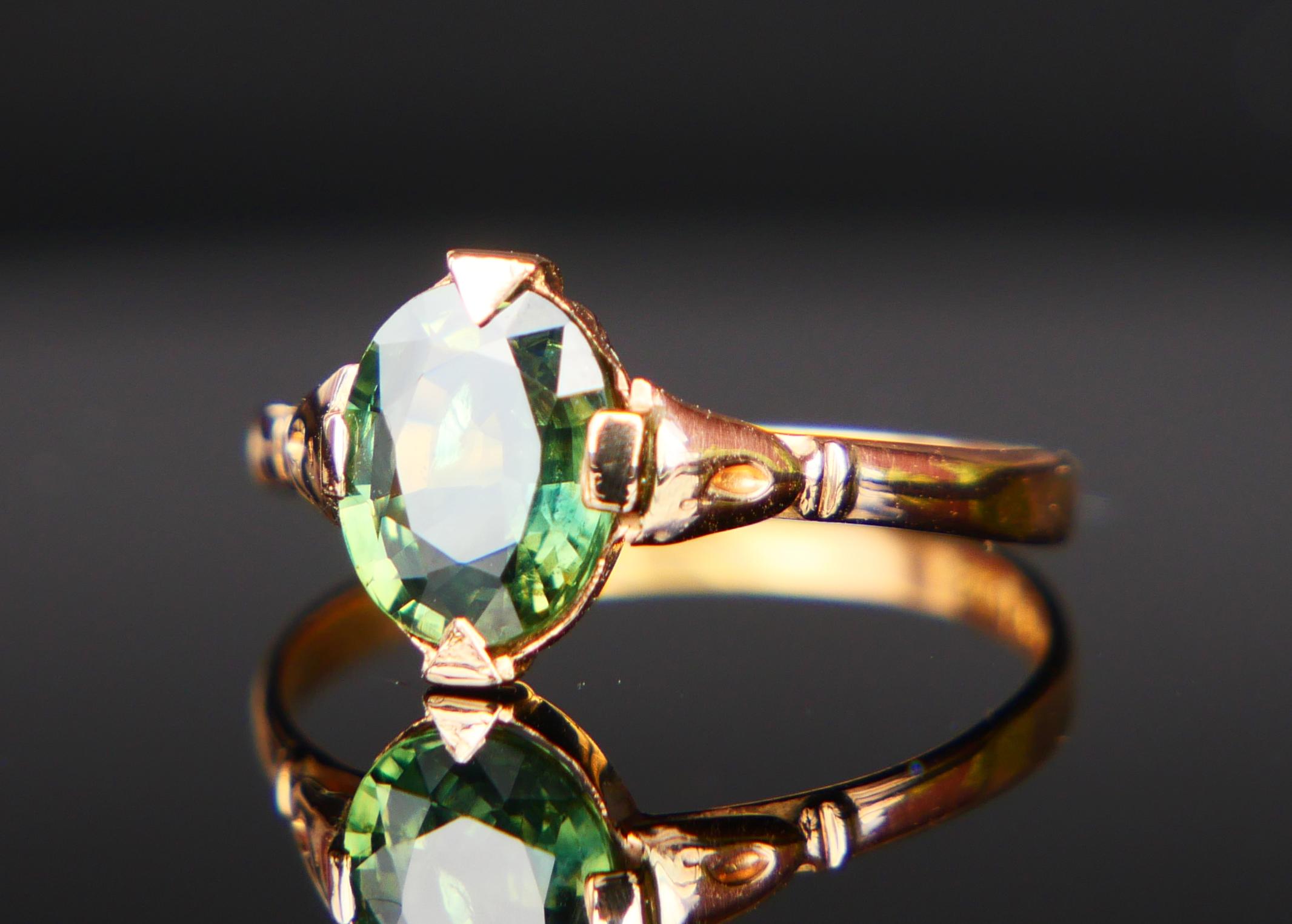 1939 Lilian's Ring natural 1.5ct Green Sapphire solid 18K Gold ØUS4.75/ 1.27gr 6