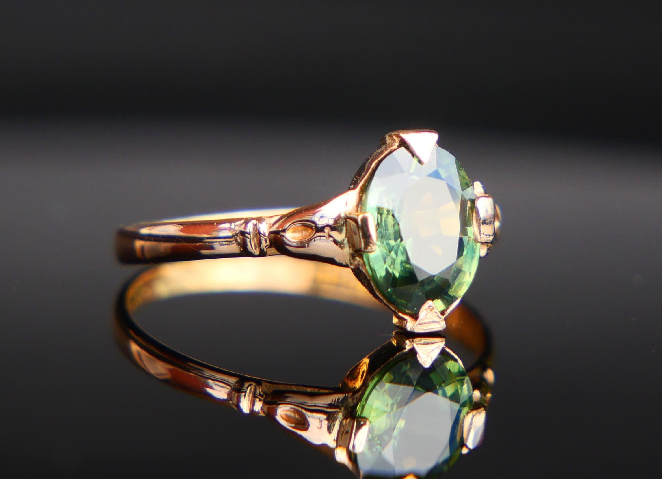 1939 Lilian's Ring natural 1.5ct Green Sapphire solid 18K Gold ØUS4.75/ 1.27gr 7