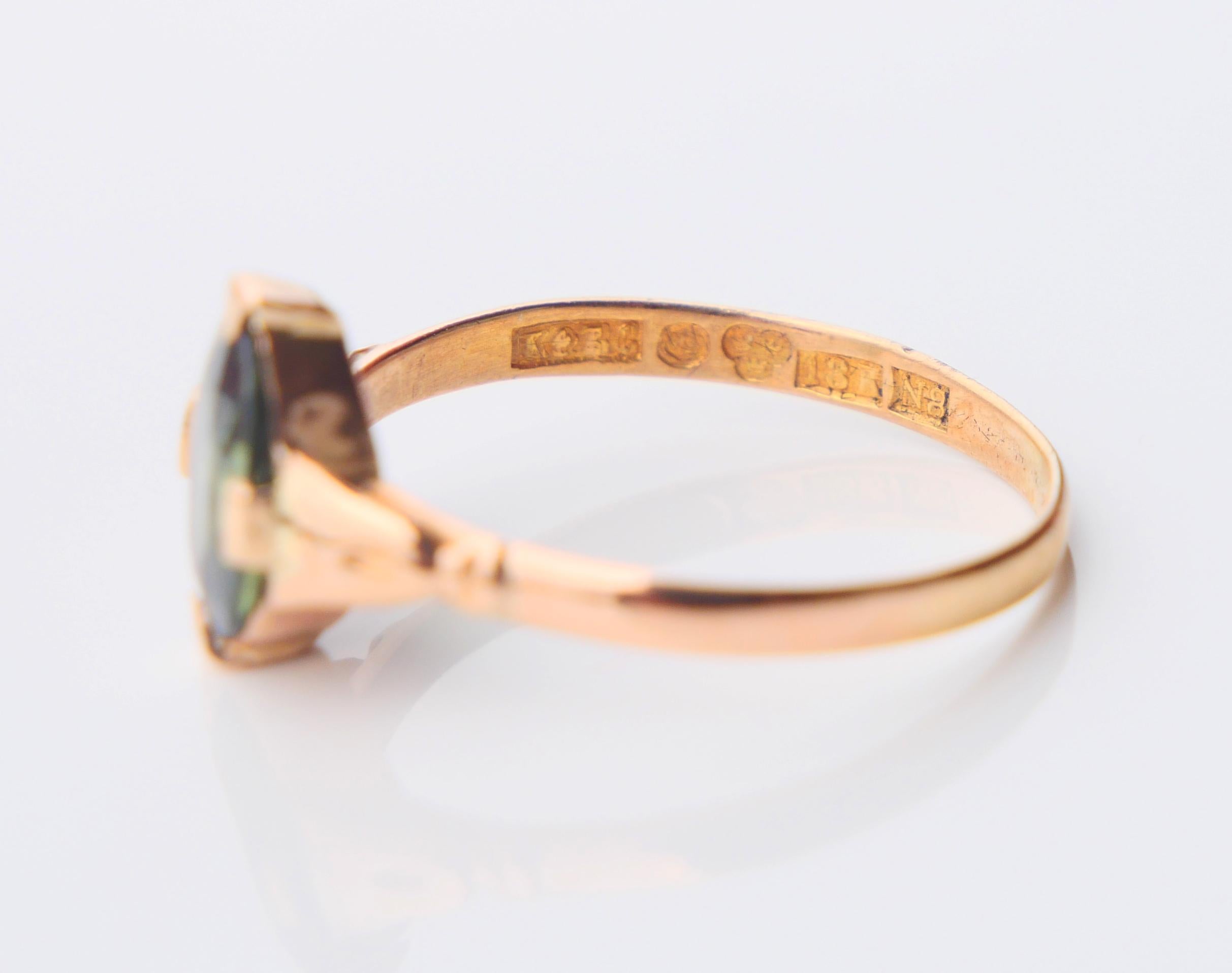 1939 Lilian's Ring natural 1.5ct Green Sapphire solid 18K Gold ØUS4.75/ 1.27gr 8