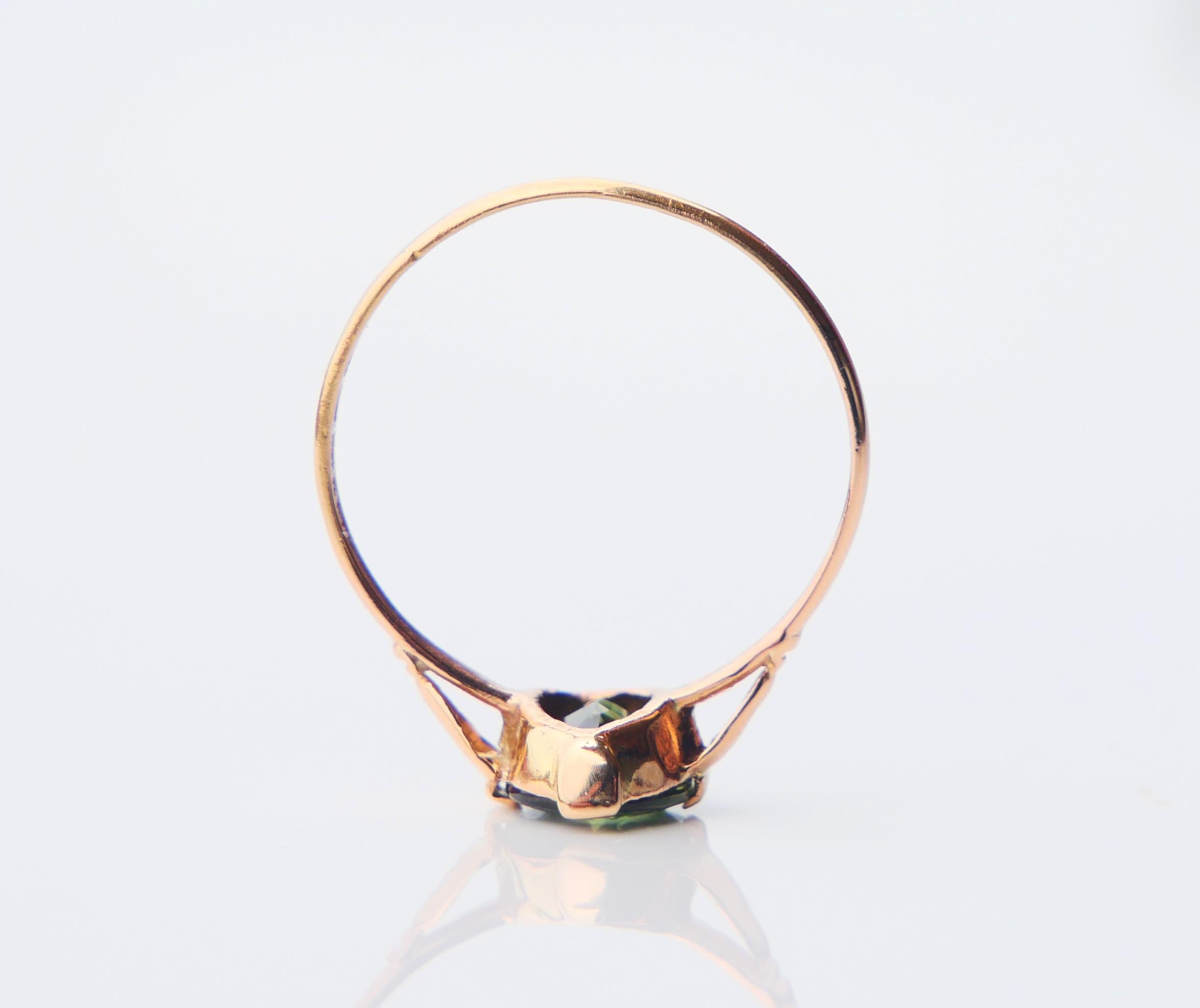 Women's 1939 Lilian's Ring natural 1.5ct Green Sapphire solid 18K Gold ØUS4.75/ 1.27gr