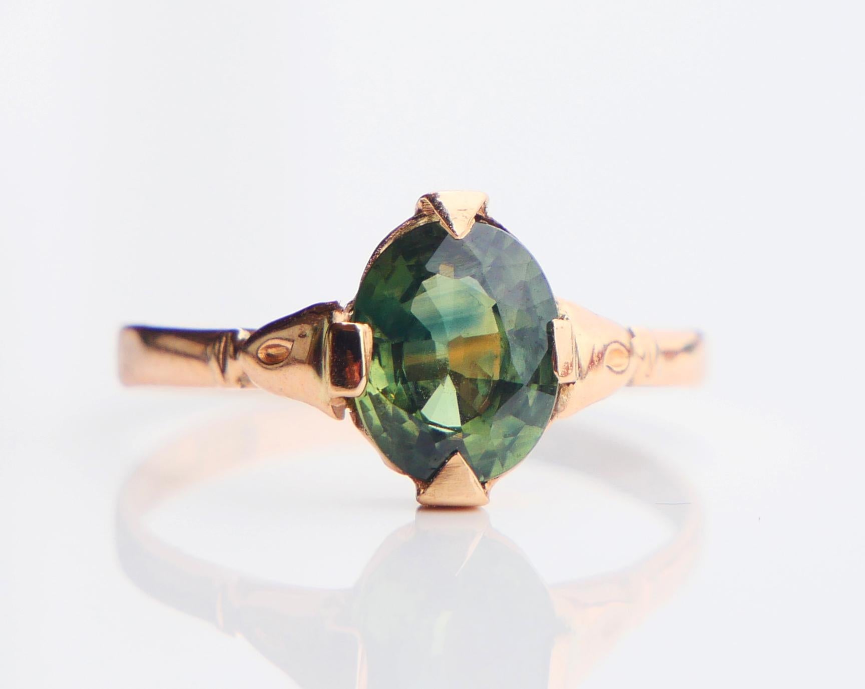 1939 Lilian's Ring natural 1.5ct Green Sapphire solid 18K Gold ØUS4.75/ 1.27gr 1