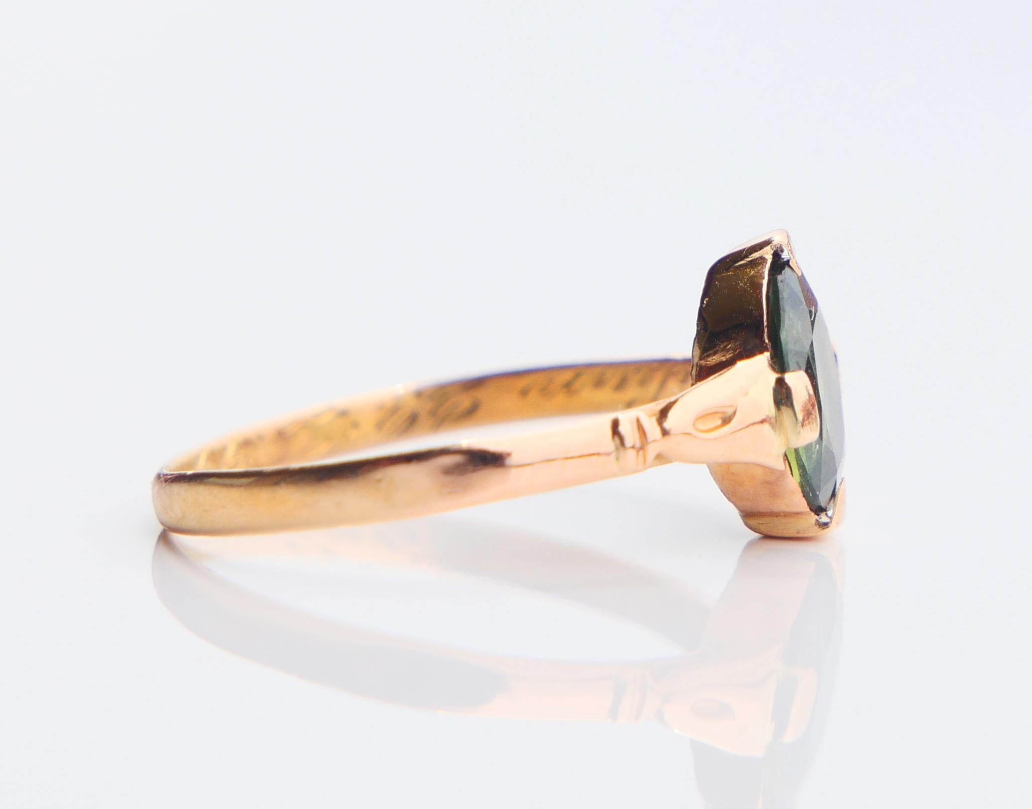 1939 Lilian's Ring natural 1.5ct Green Sapphire solid 18K Gold ØUS4.75/ 1.27gr 2