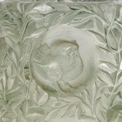 1939 René Lalique Bagatelle Vase in Frosted Glass with Green Patina