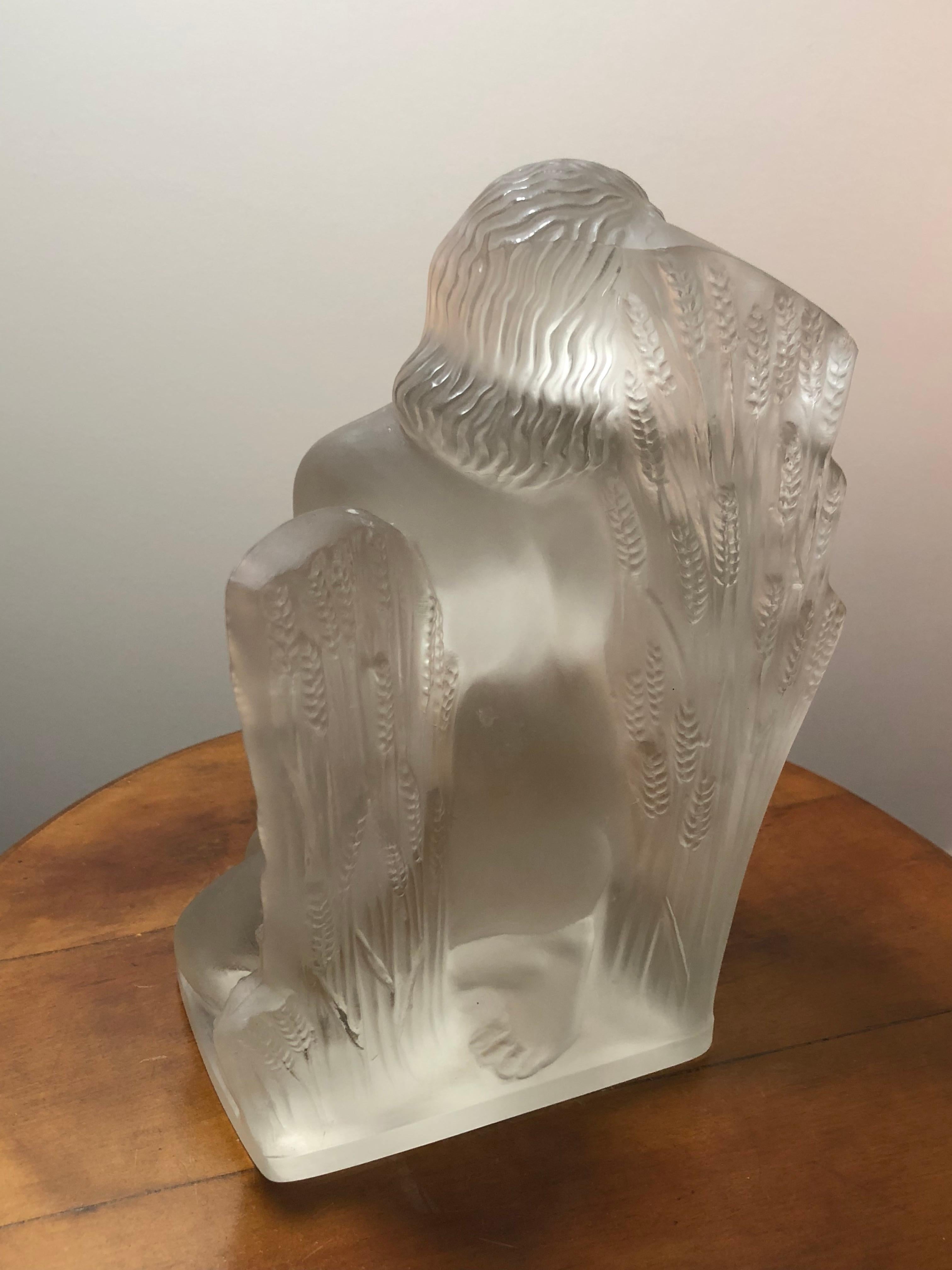 European 1939 René Lalique Été Summer Statuette Frosted Glass, Woman Statue