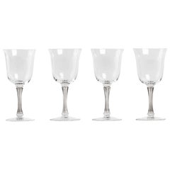 1939 René Lalique Set of 4 Pieces Glasses Barsac Grey Patina