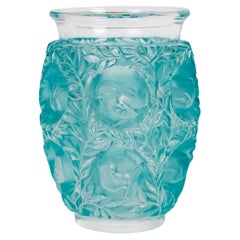 1939 Rene Lalique - Vase Bagatelle Glass with Turquoise Blue Patina