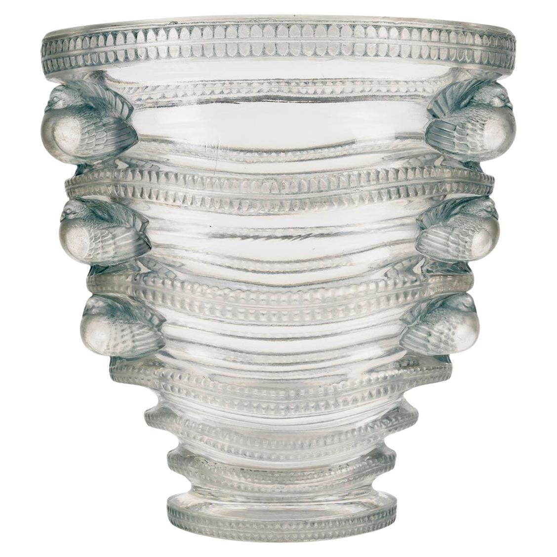 1939 René Lalique - Vase Saint Marc Glass with Blue Patina