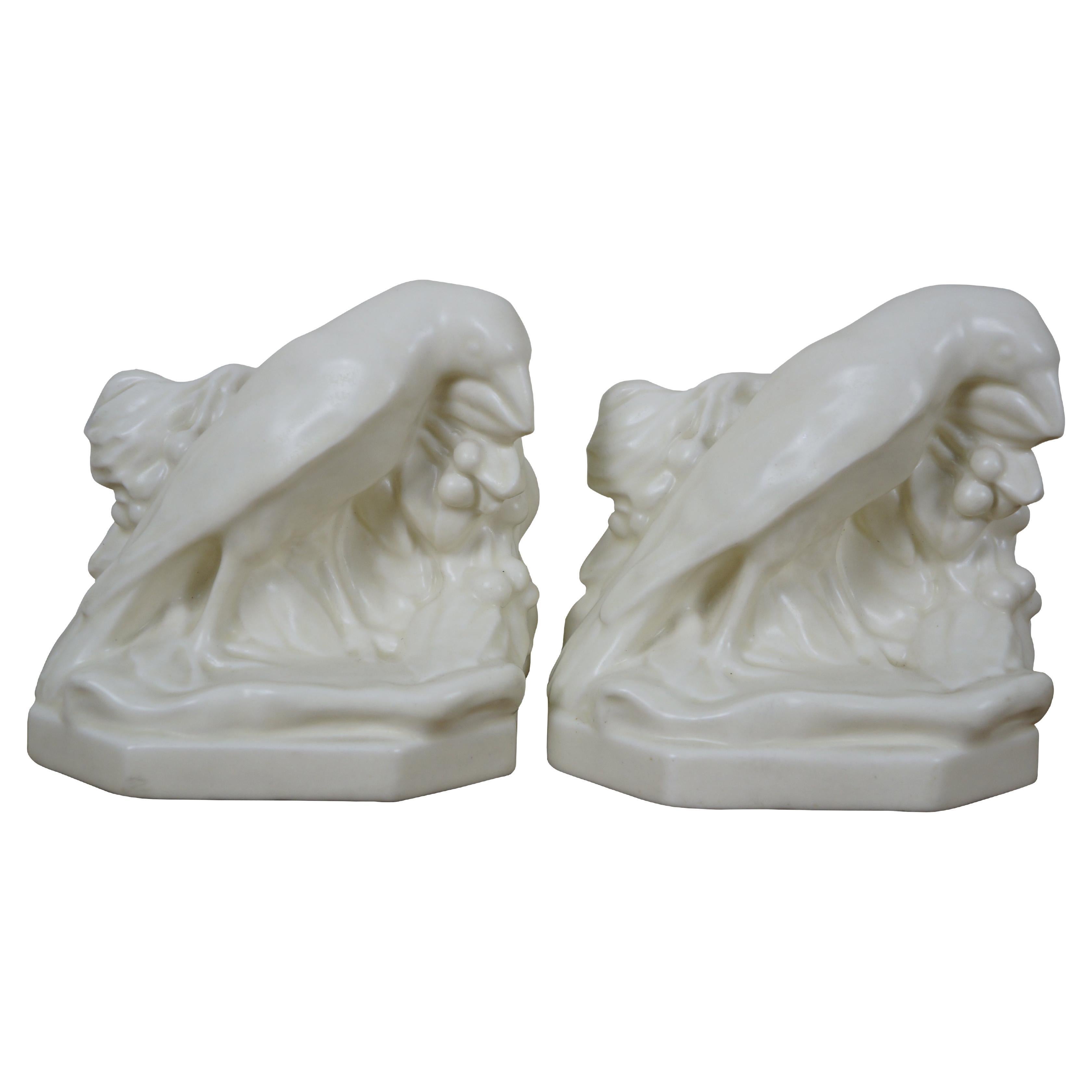 1939 Rookwood William McDonald 2275 Rook Raven Bird Bookends 5.5"
